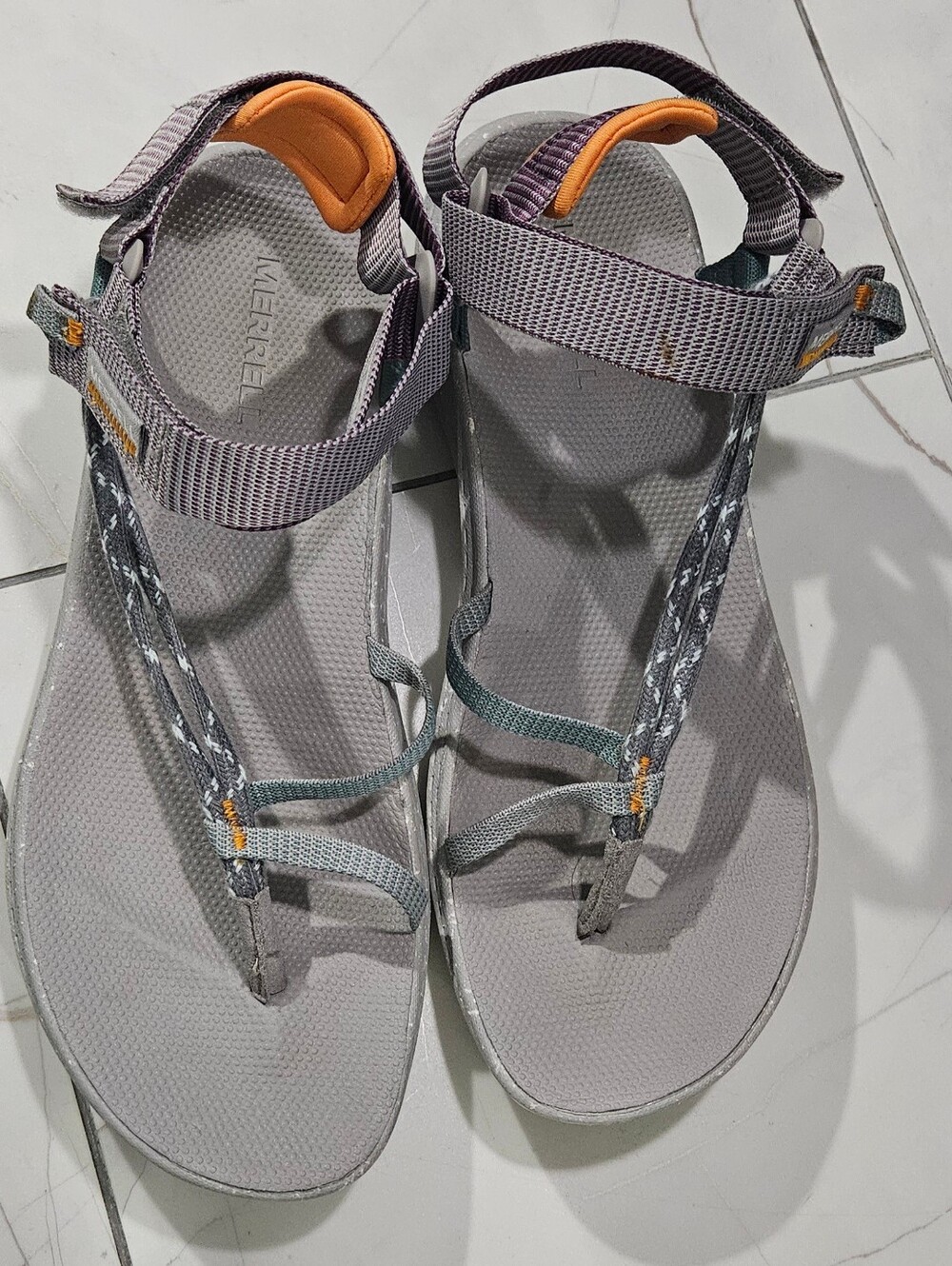 Merrell Women's Light Gray Sandals with Orange Lining